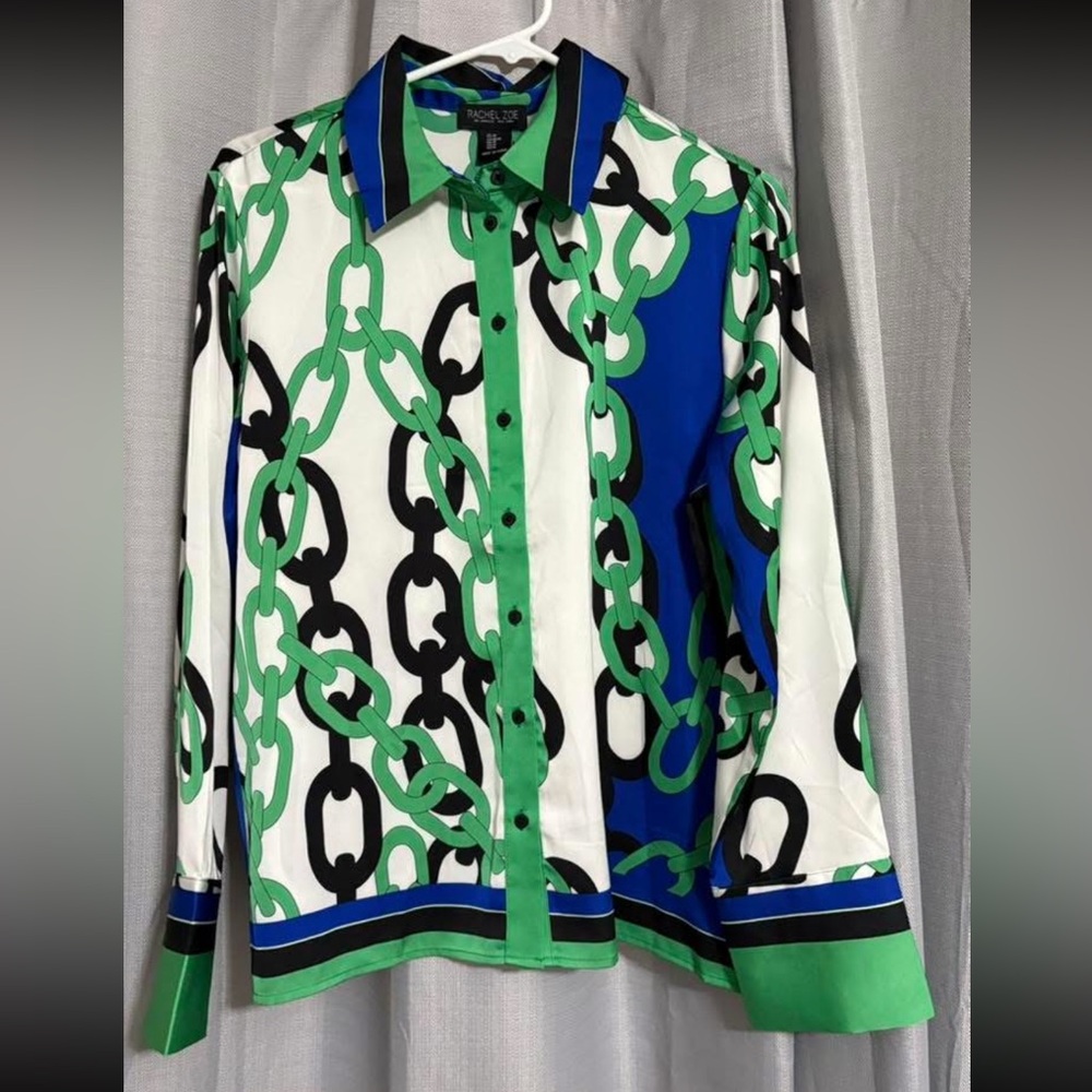 Colorful Chain Print Button-Up Shirt